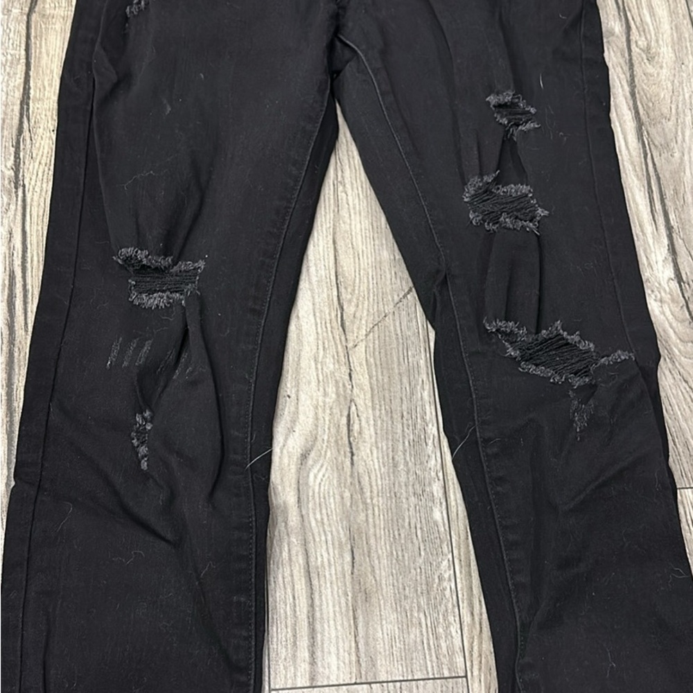 Womens Black Distressed Jeans